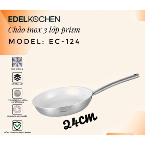 Chảo Inox Chống Dính Edelkochen 3 lớp Ceramic EC124/EC128 size 24/28cm