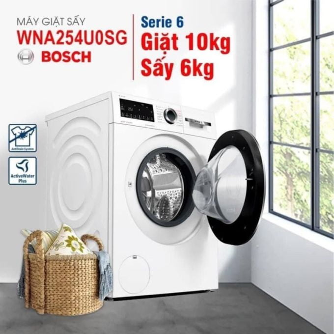 Máy giặt kèm sấy Bosch WNA254U0SG 10kg/6kg Serie 6