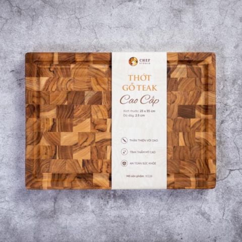 Thớt gỗ Teak Chef Studio hình chữ nhật 25x35x2,5 cm ( 9053 )